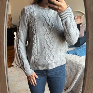 GAP Light Gray Cable Knit Sweater